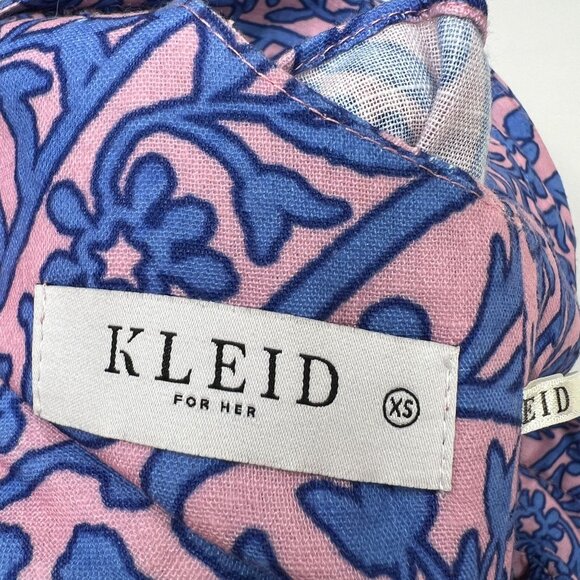 KLEID Victoria Mini Dress Ruffle Pink Blue Paisley Summer Party Fit and Flare XS - Picture 4 of 9